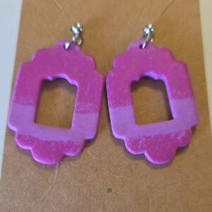 Pink Scalloped Earrings